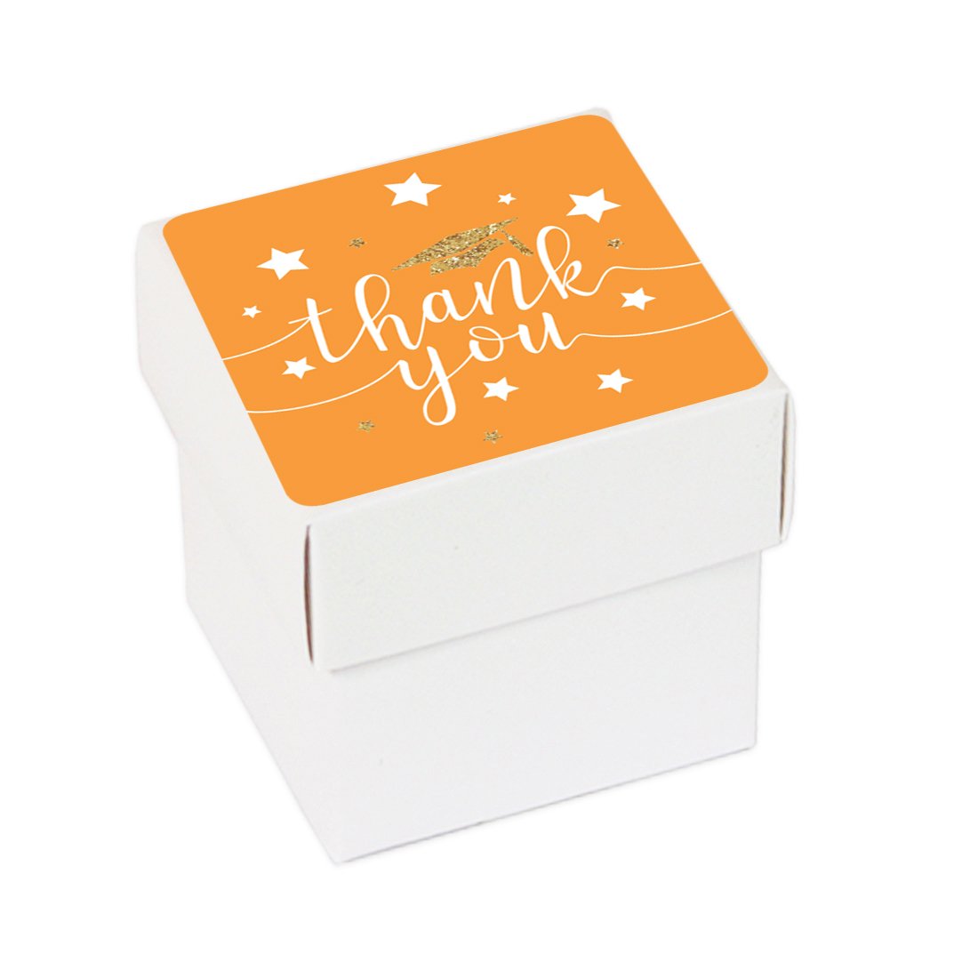 Andaz Press Orange And Gold Glittering Graduation Party Collection, Favor Box Diy Party Favors Kit, Graduation Thank You, 20-Pac
