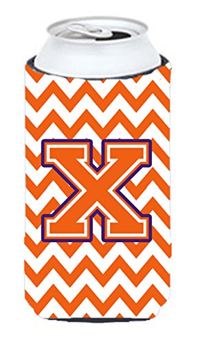 Letter X Chevron Orange and Regalia Tall Boy Beverage Insulator Hugger CJ1062-XTBC