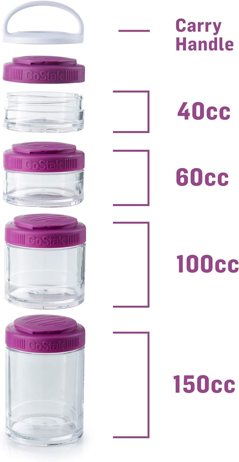 Blenderbottle Gostak Food Storage Containers For Protein Powder, Healthy Snacks, And Portion Control, 4-Piece Starter Pak, Black
