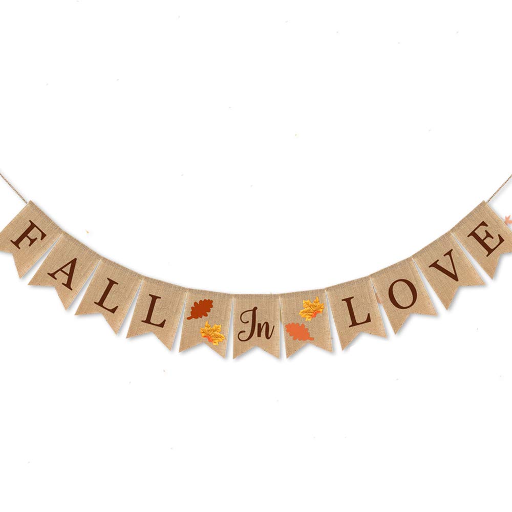 Swyoun Burlap Fall In Love Banner Fall Autumn Wedding Supplies Engagement Bridal Shower Garland Decoration