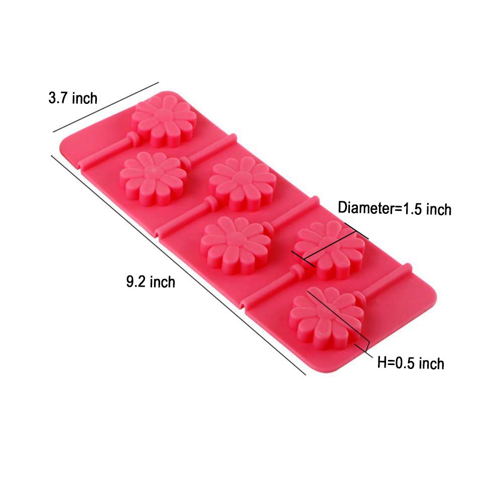 Webake Silicone Lollipop Mold With Sticks 2 Pack Hard Candy Lollipop Sucker Mold Chocolate Molds Flower Shaped (European Food Gr