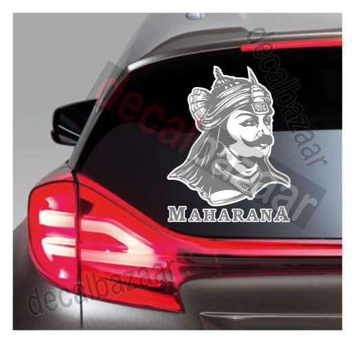 decalbazaar Vinyl Maharana Pratap Singh Glossy Glass Wall Vehicle Sticker, 11 x 8.5 Inches Silver