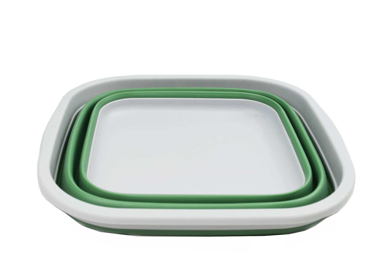SAMMART 55L (14 gallons) collapsible Tub - Foldable Dish Tub - Portable Washing Basin - Space Saving Plastic Washtub (greyDark Sea green  1)
