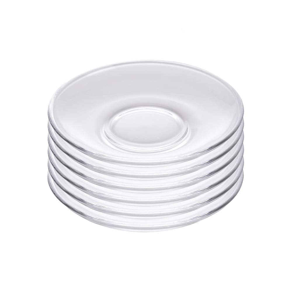 Sizikato 6Pcs Clear Glass Snack Plate, Restaurant Dessert Plate, Tea Table Decoration Tea Bag Holder. 4 Inch