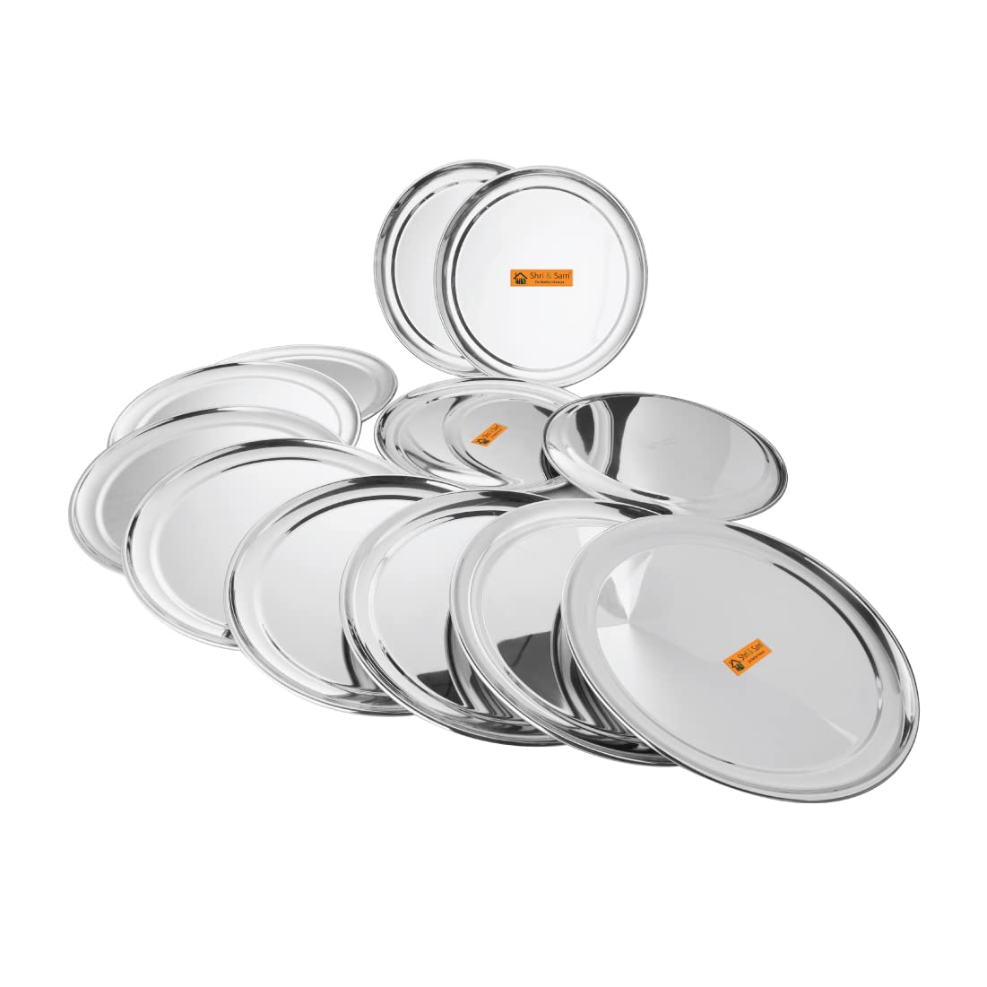 Shri & Sam Stainless Steel High Grade Shagun Dinner Plates (12 Pieces)