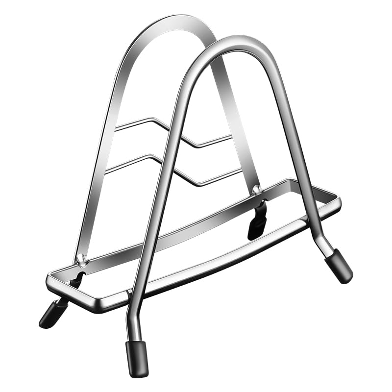 BOMANSI BOMS Cutting Board Rack Holder Stand  304 Stainless Steel Chopping Board Organizer, Pan Rack with Stable Triangle Desig