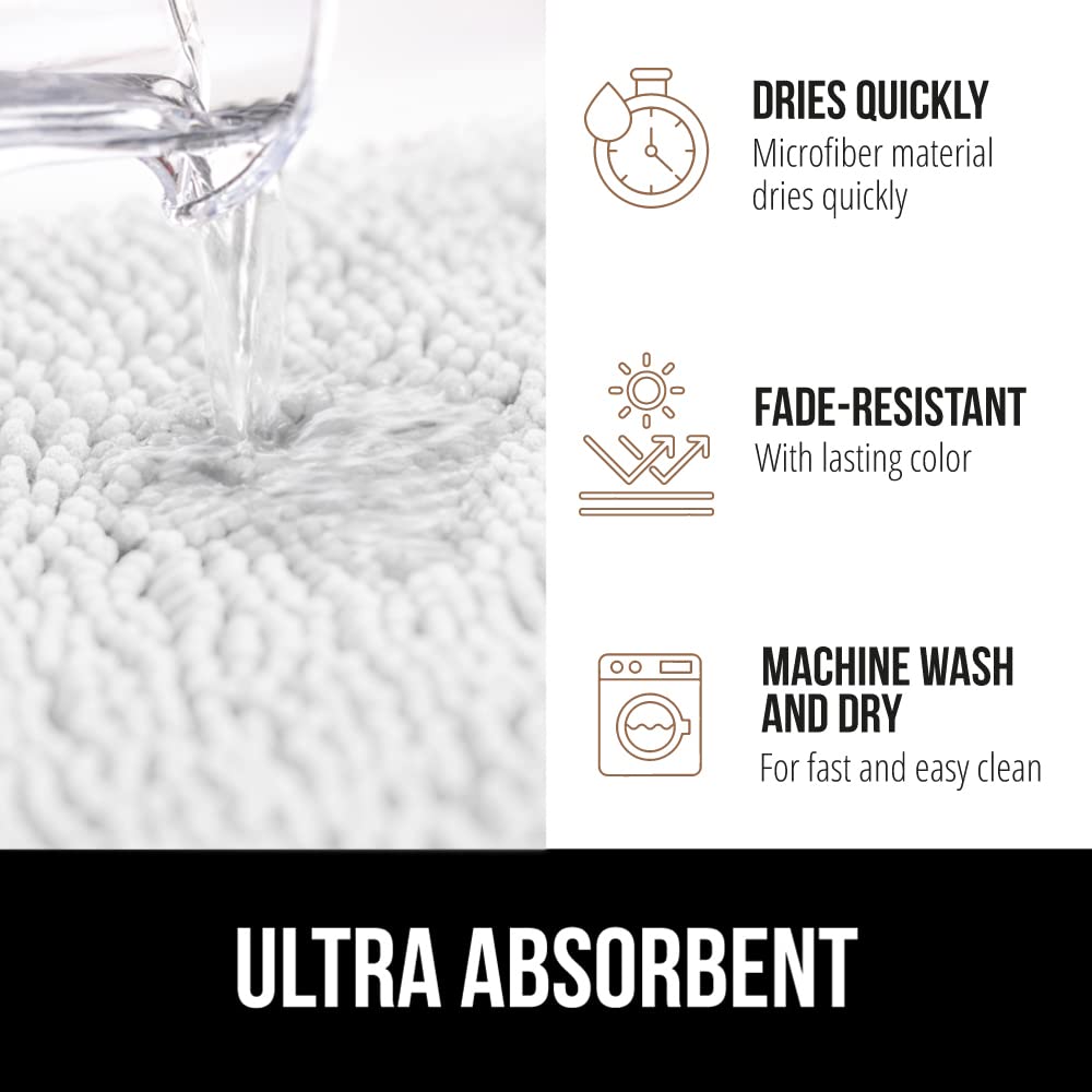Gorilla Grip Bath Rug Mat 60X24, Thick Soft Absorbent Chenille, Rubber Backing Quick Dry Microfiber Mats, Machine Washable Rugs