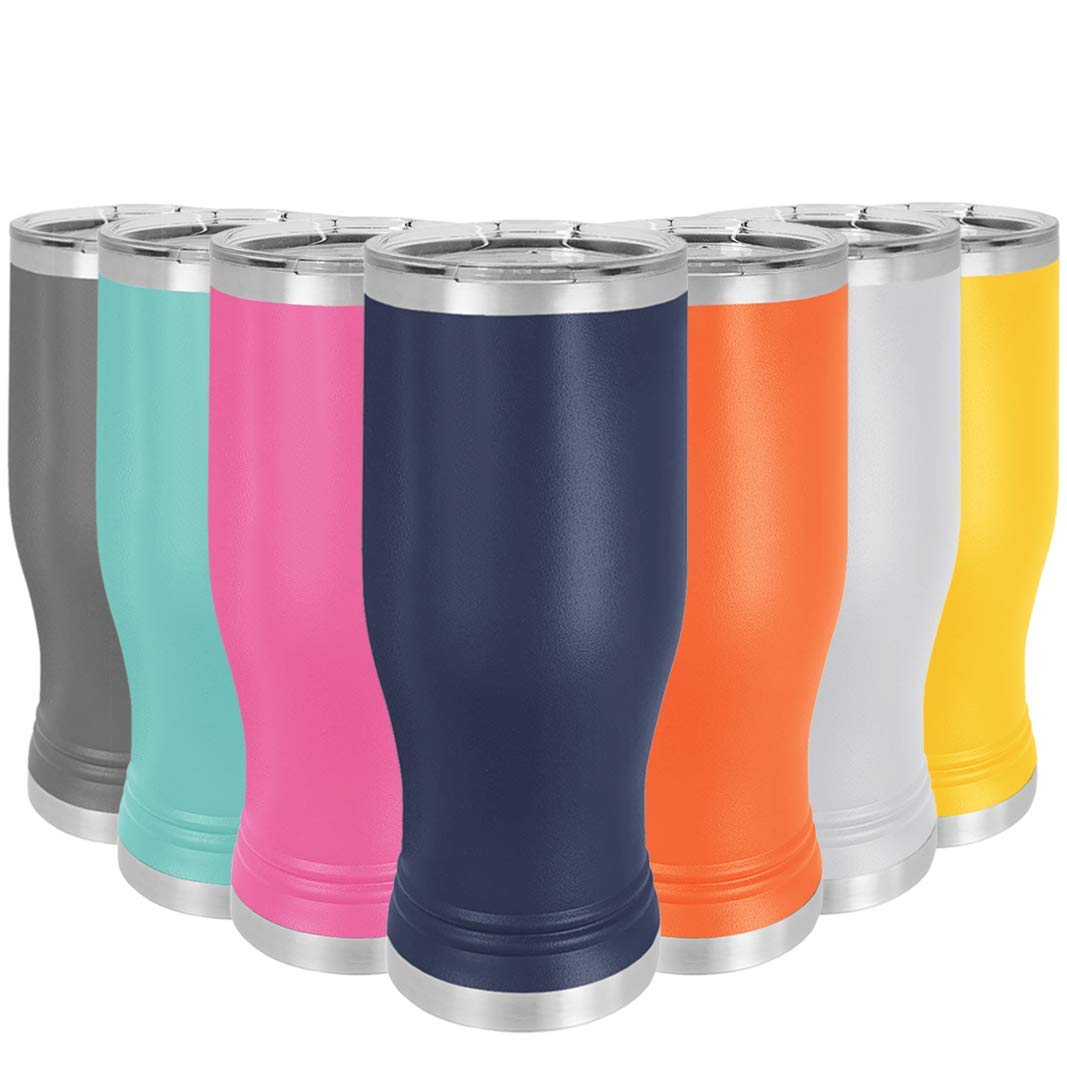 Navy Blue Matte Finish 20 Oz Pilsner With Lid Stainless Steel Vacuum Insulated Double Wall Travel Mug