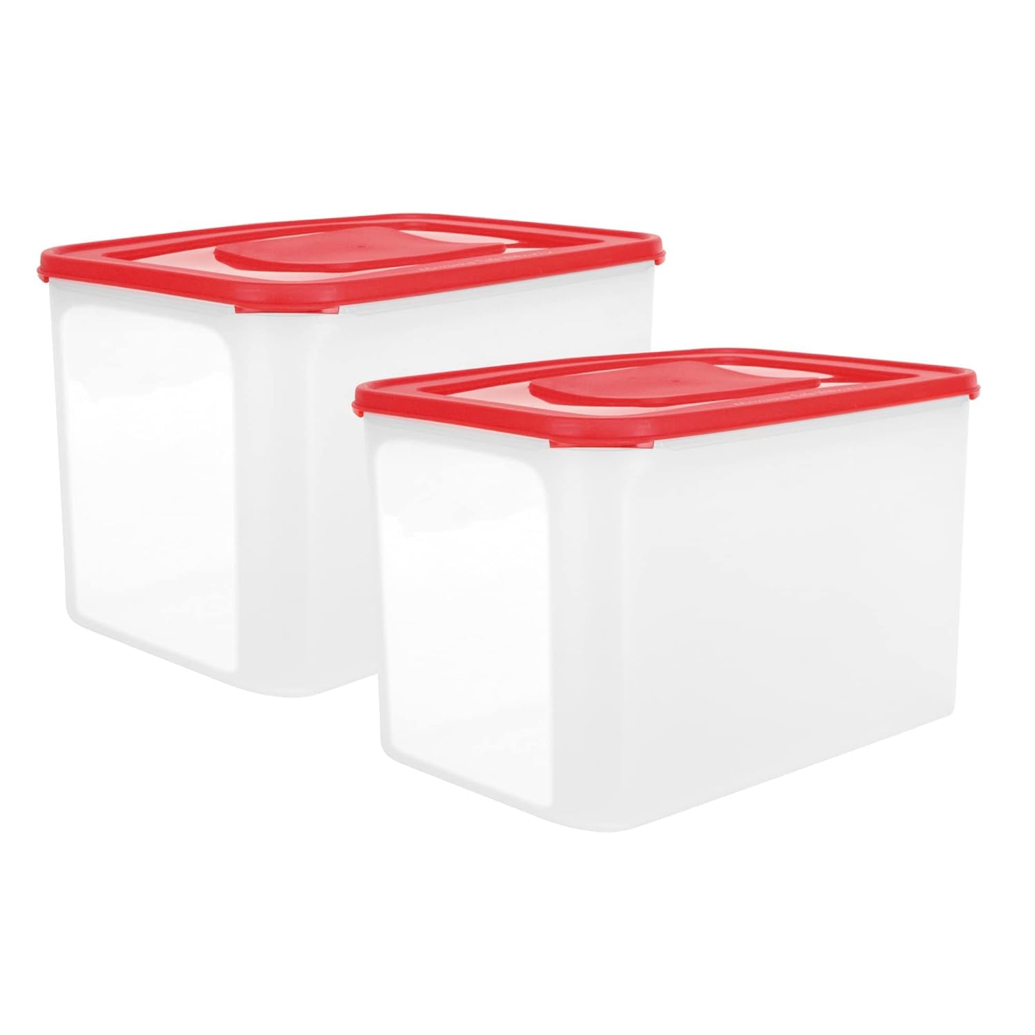 Simparte 10L Square Plastic Container With Dark Red Lid Set Of 2 BpaFree Airtight Modular Stackable Food Storage Box For Kitche