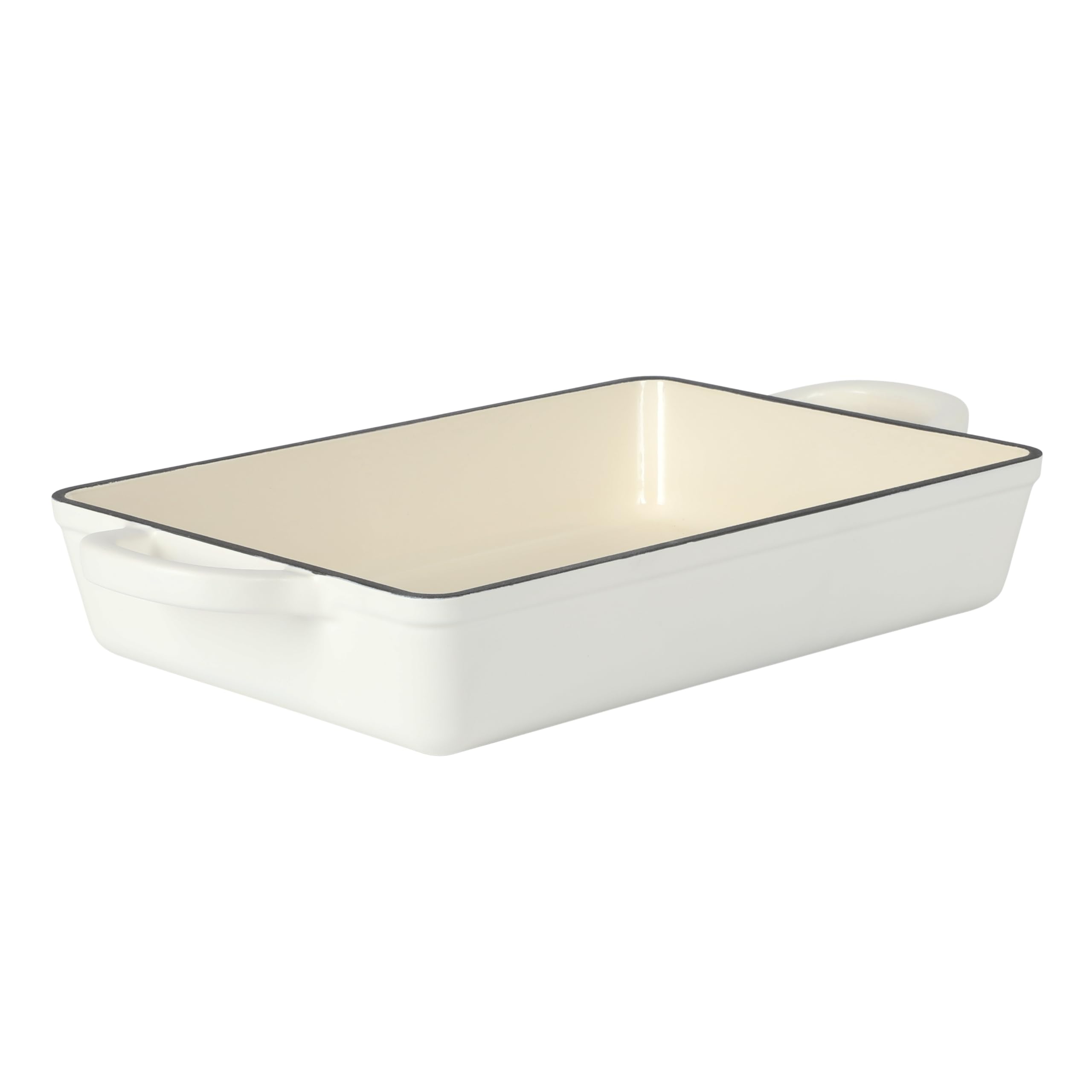 Crock-Pot Artisan 13'' Enameled Cast Iron Lasagna Pan, Matte Linen White