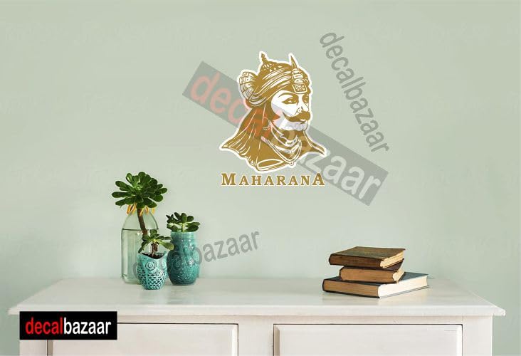 decalbazaar Vinyl Maharana Pratap Singh Glossy Glass Wall Vehicle Sticker, 11 x 8.5 Inches Golden
