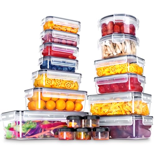 KAGUYA 36 PCS Plastic Food Storage Containers with Lids  1.4 Oz - 84.5 Oz  100% BPA Free  Food Grade Materials  Dishwasher  Microwave and Freezer Friendly