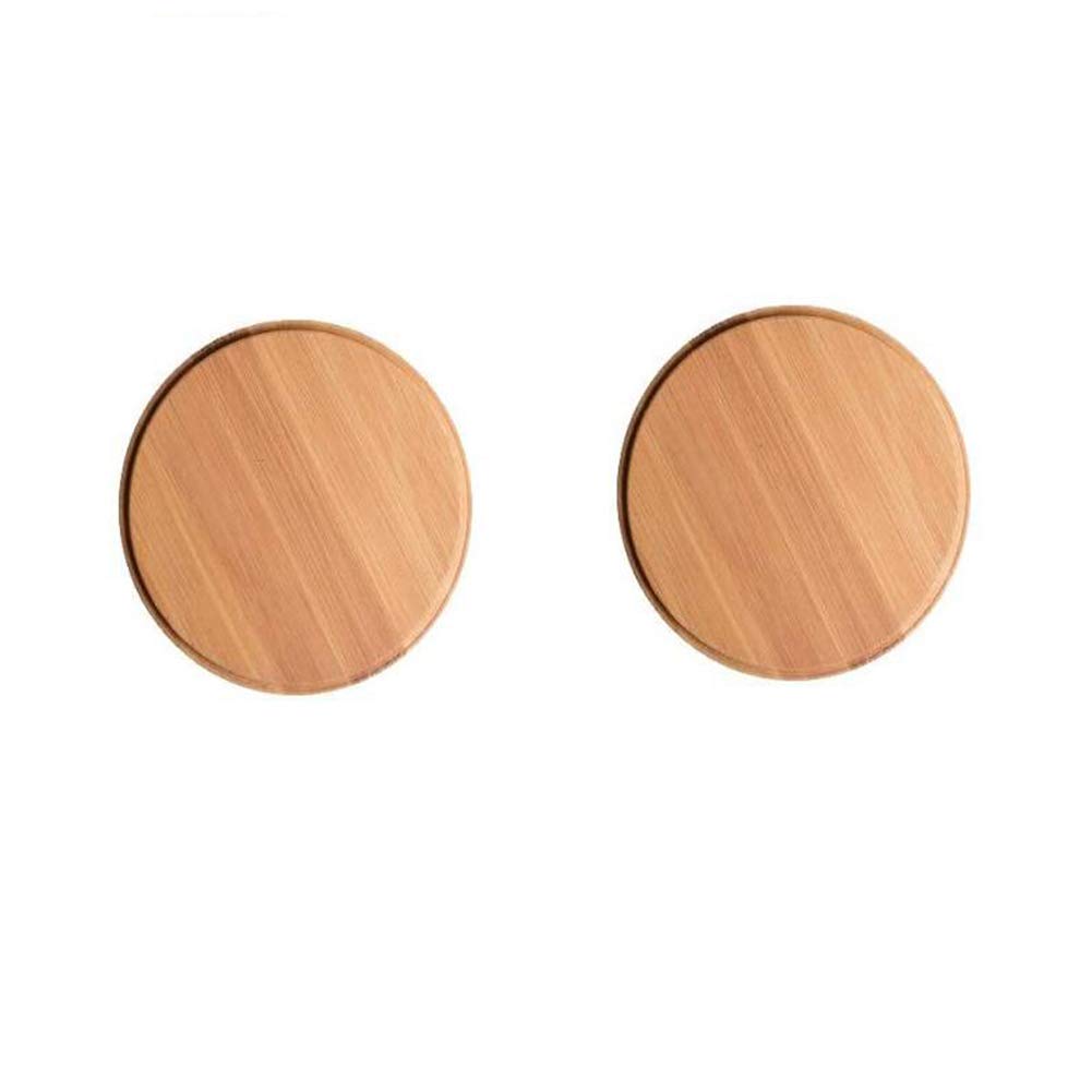 2Pcs Bamboo Lids Decorative Wooden Mug Cover For Coffee Mug Jars Drink Cup Tea Cup