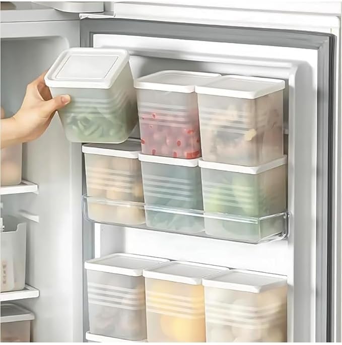 Tasmax Fridge Storage Boxes, Plastic Fridge Containers, Fridge Accessories Items, (Easy Fridge Cont  6 Set)