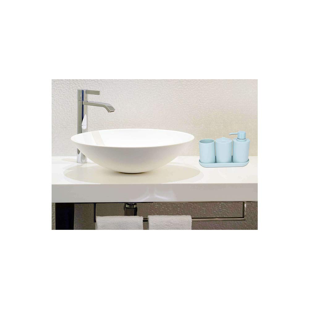 Idesign Cade 4-Piece Bathroom Accessory Set, Soft Aqua
