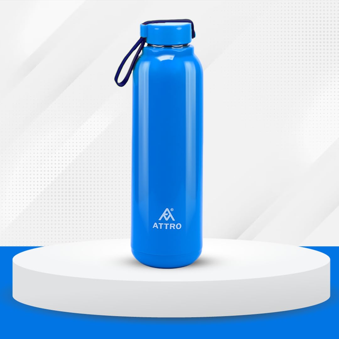 Attro Trends 900 Pu Insulated 700Ml Water Bottle With Inner Stainless Steel Easy To Carry With Nylon Strap Bpa Free, Food Grade 