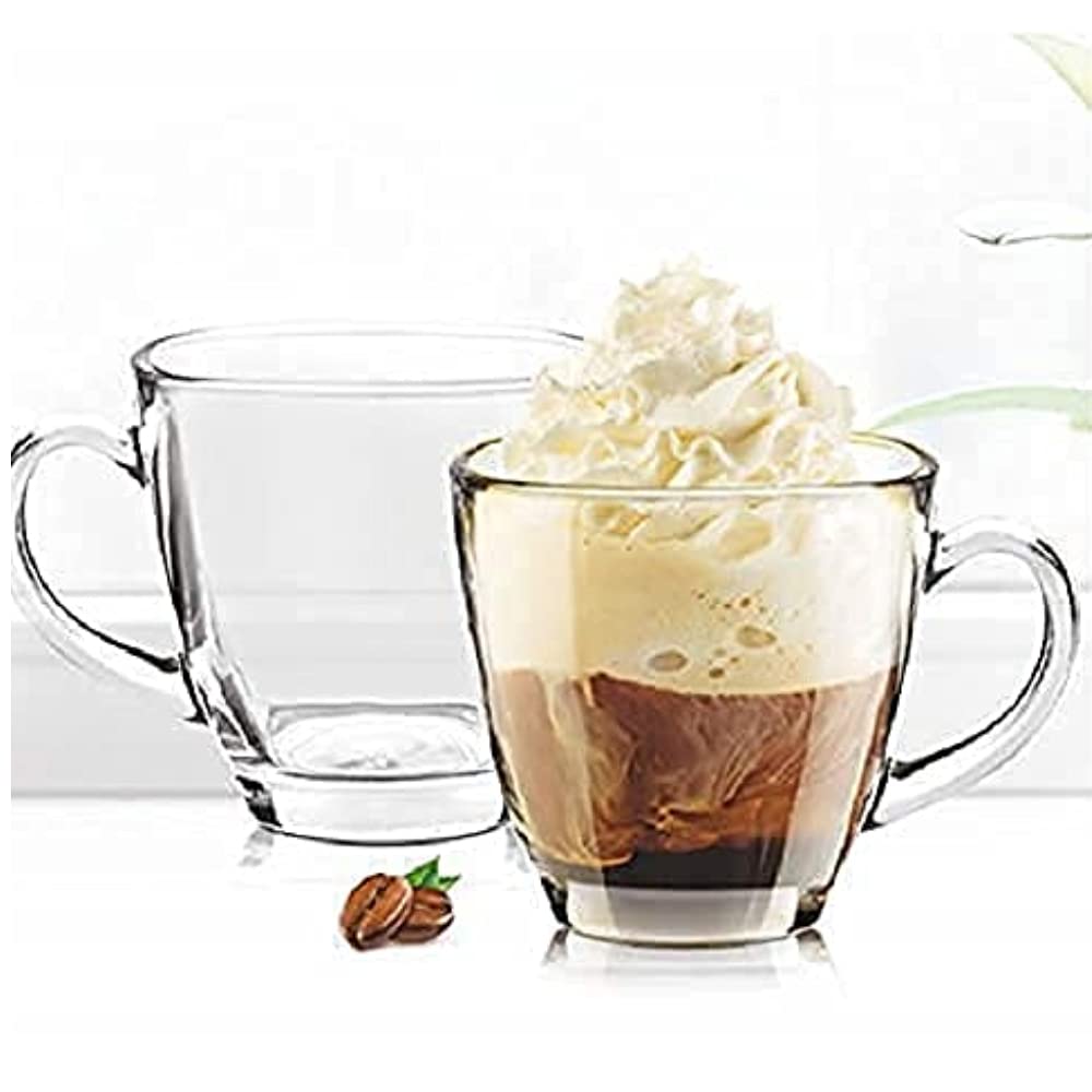 Kosh Crystal Clear Glass Cup Tea, Coffee, Milk, Cappuccino Mugs With Handles For Hot Jumbo Green Tea Cup, Soup Bowl MultiPurpos