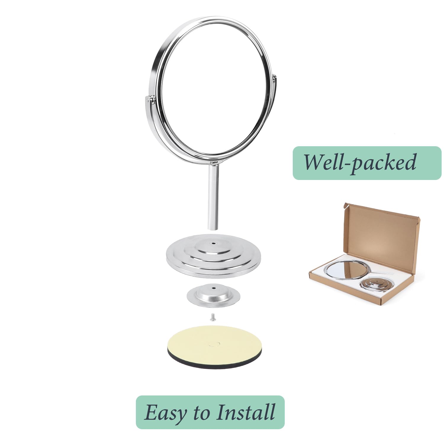 Schliersee Magnifying Vanity Makeup Mirror 1X/3X, 7 Inch 360Rotation Double Sided Magnification Desk Table Mirror