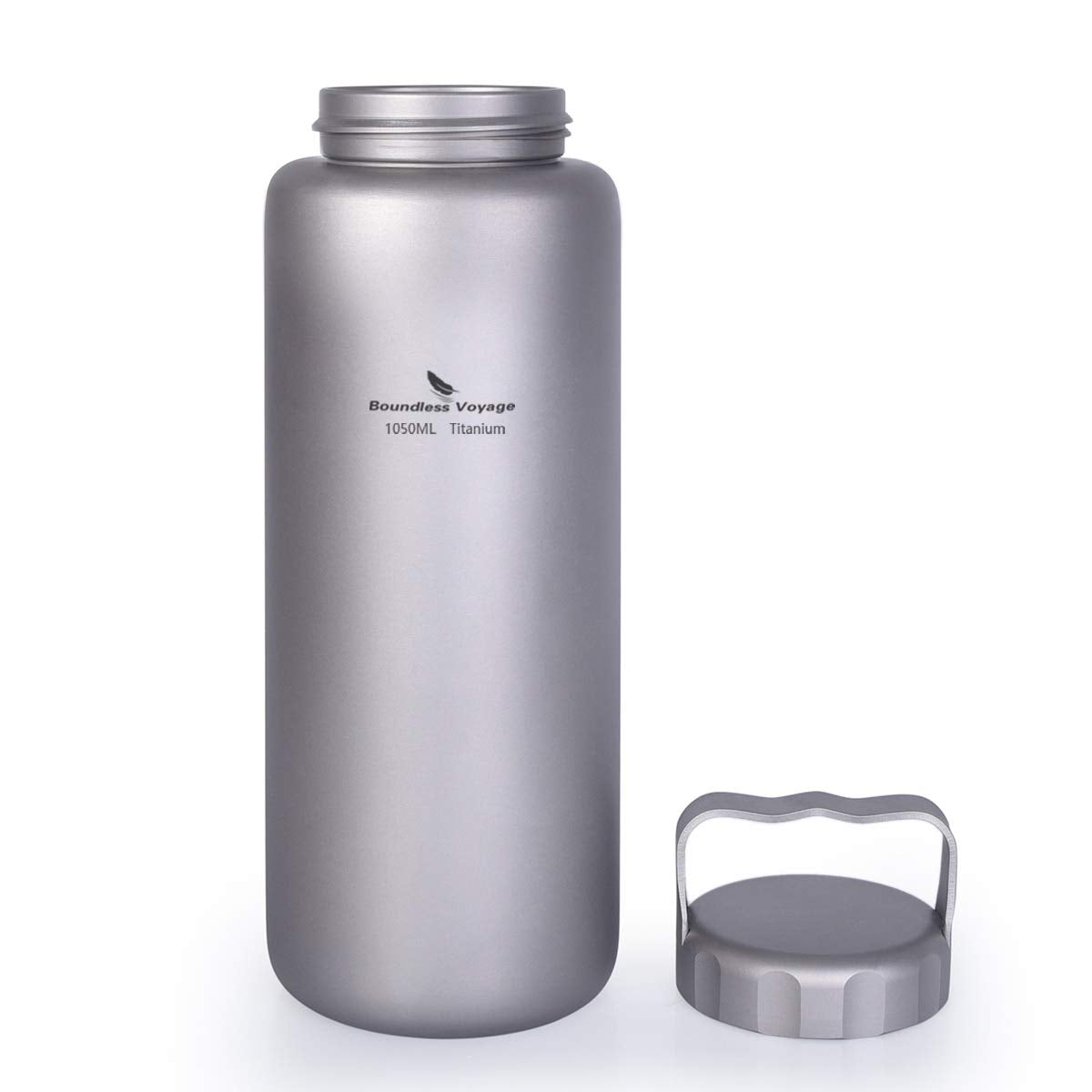 iBasingo 1050ml/35.5 oz Titanium Water Bottle with Handle Outdoor LeakProof Wide Mouth Sport Drinking Bottle Camping Tea Coffee