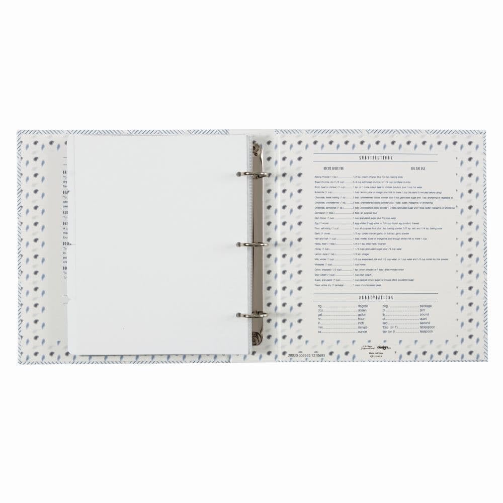 C.R Gibson Qp12-24018 3-Ring Recipe Binder With Recipe Cards, 9'' W X 9.4'' H, True Blue