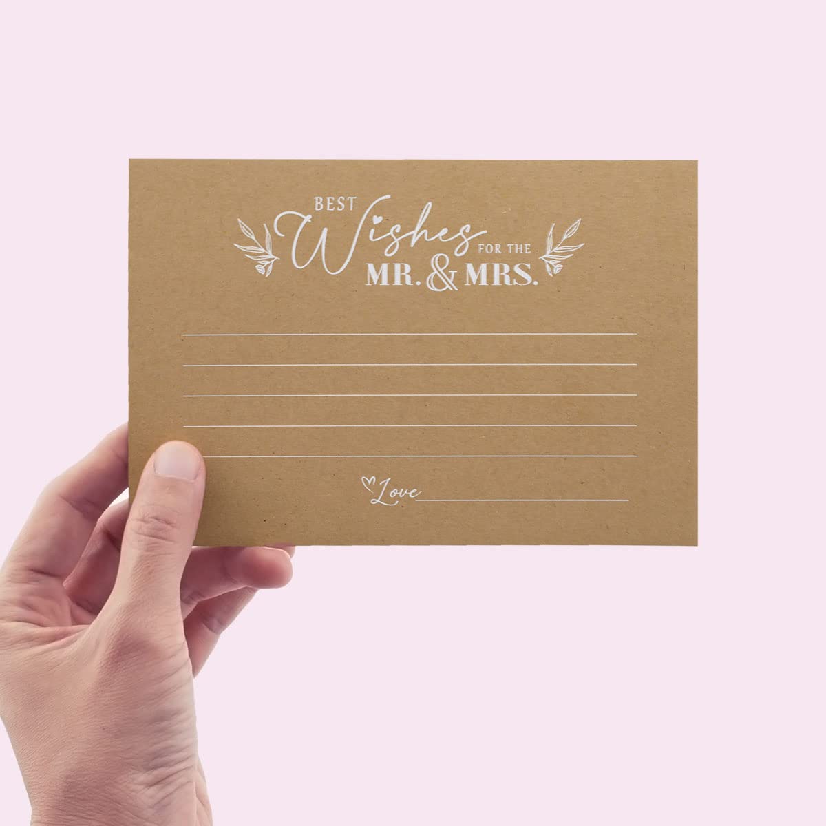 Summer-Ray 50Pcs Kraft Rustic Best Wishes For The Mr. & Mrs. Wedding Advice And Well Wishes Cards For The Bride And Groom 4'' X