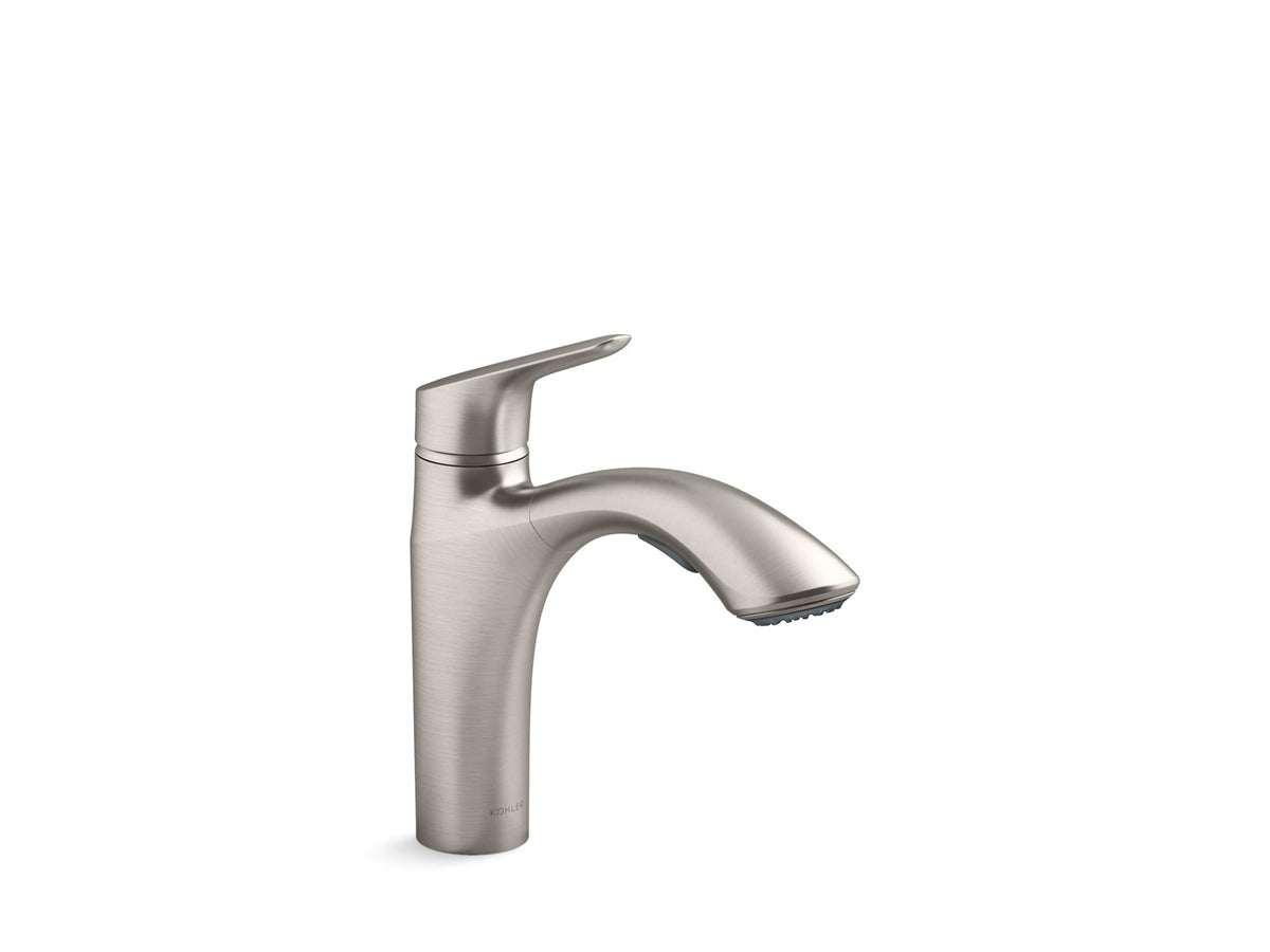 Kohler 30468-Vs Rival Single Handle Pull-Out Kitchen, Laundry, Utility Sink Faucet, Vibrant Stainless, 1.5 Gpm