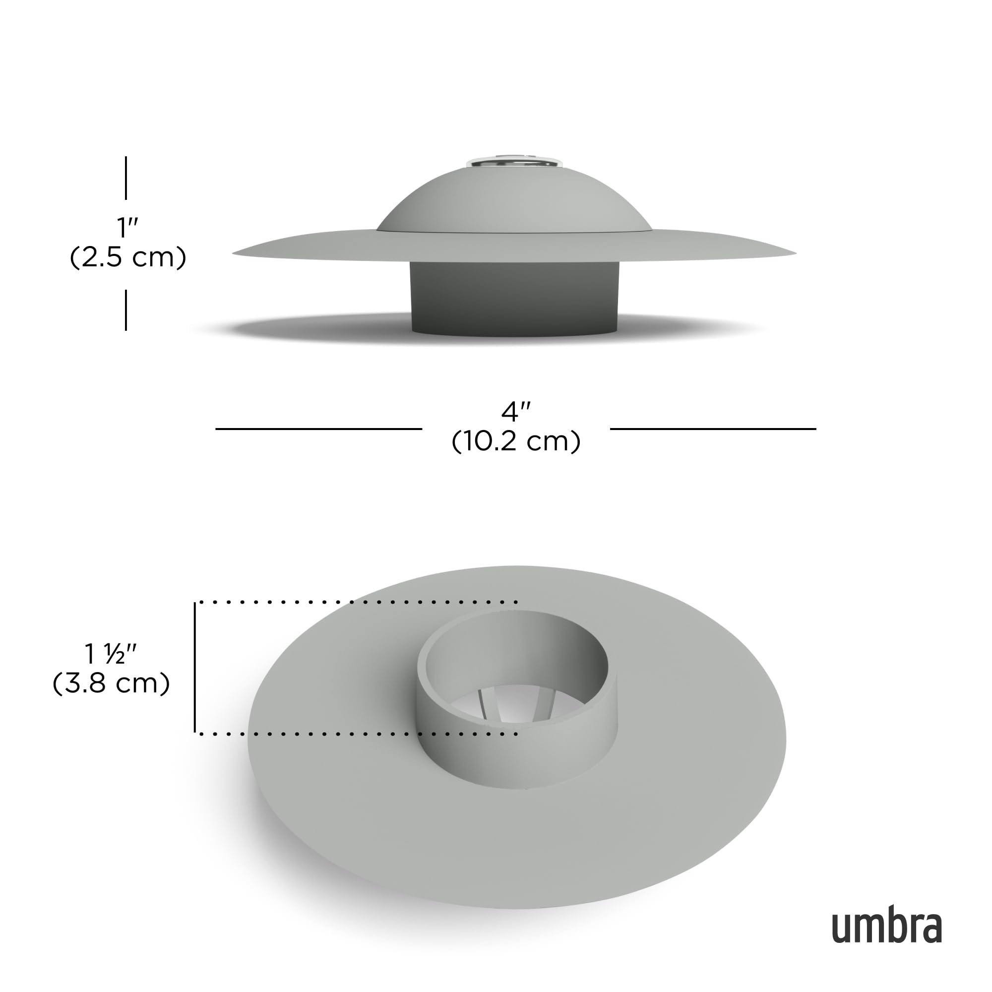 Umbra Flex Drain Stop Hair Catcher, 9.5 cm, Gray, Model 023464-918