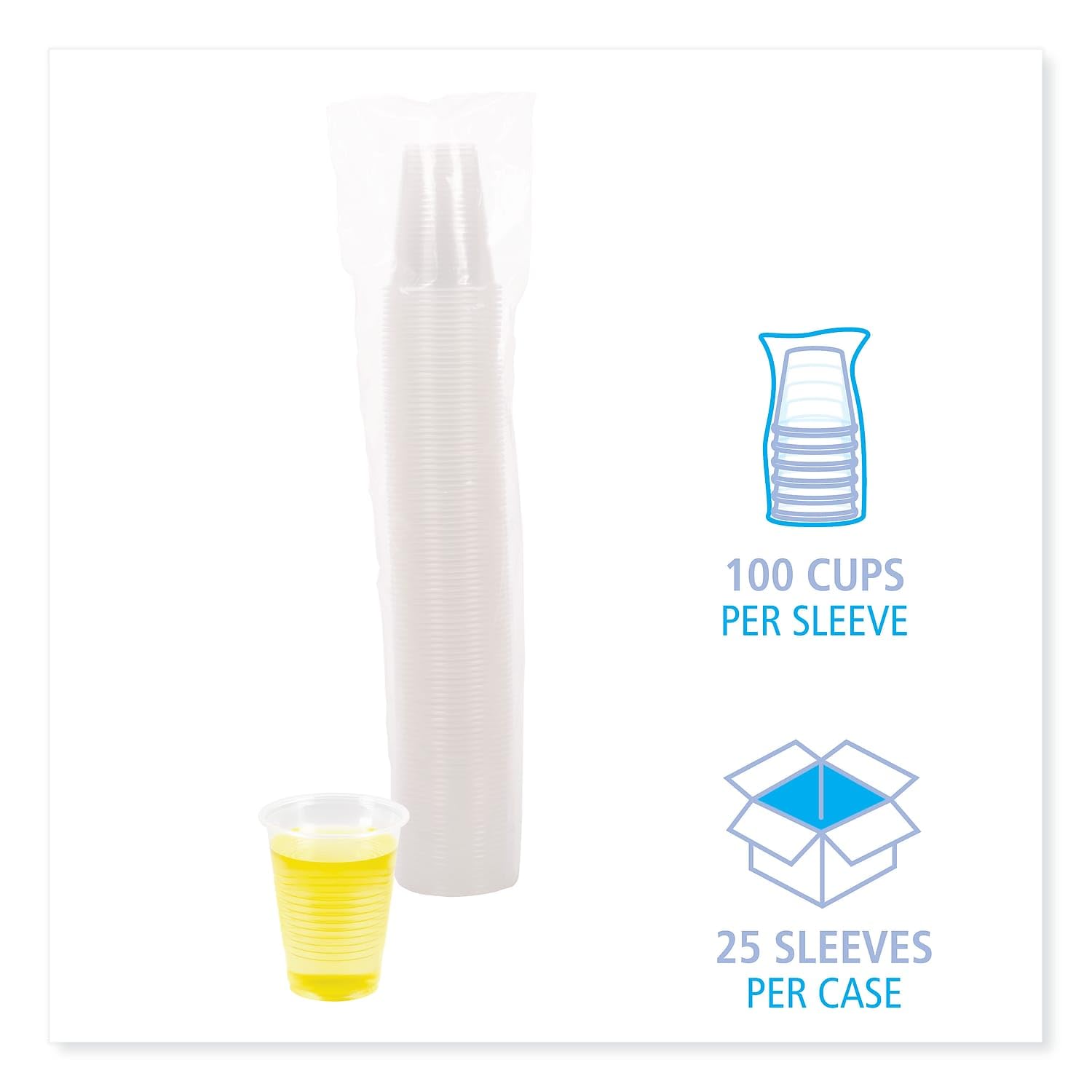 Boardwalk Transcup7Ct Translucent Plastic Cold Cups, 7Oz, 100/Bag, 25 Bags/Carton