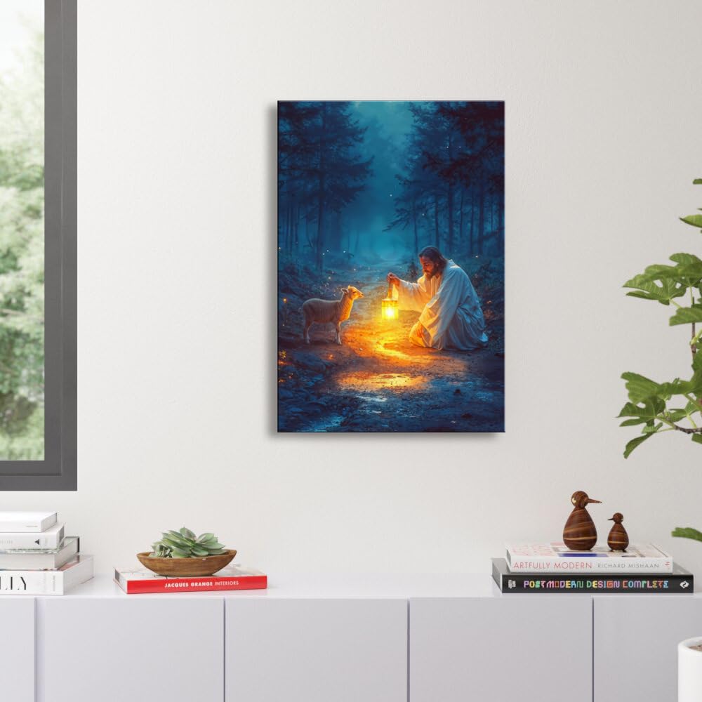 Ploceiny Christian Gifts For Women Jesus Wall Art Decorations For Prayer Room Jesus Running After Lost Lamb Picture Jesus And La