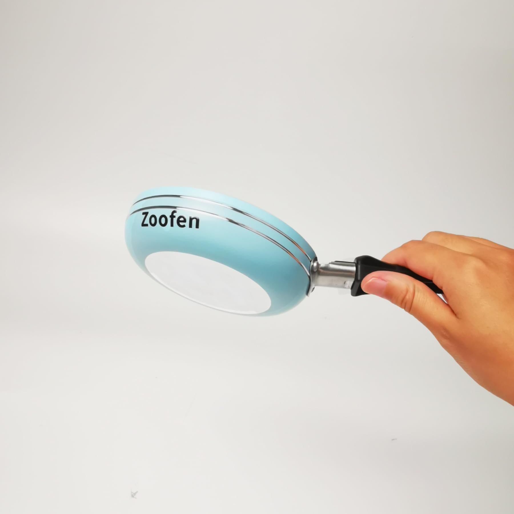 Zoofen 4.7'' Frying Pan Mini Round Egg Skillet Non Stick One Egg Fry Pan Breakfast Pan With Long Handle(Blue)