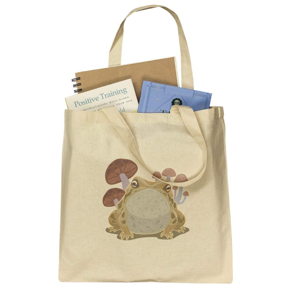 Graphics & More Toad Sitting In Front Of Mushrooms Grocery Travel Reusable Tote Bag