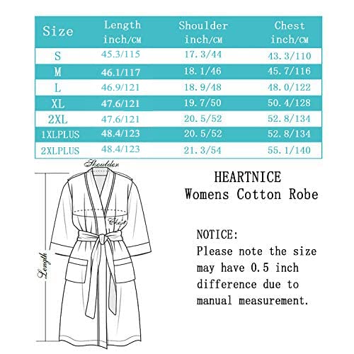 Heartnice Womens Robe, Soft Kimono Spa Knit Bathrobe Lightweight Long Blended Cotton Loungewear (Grey Mel , Xl)