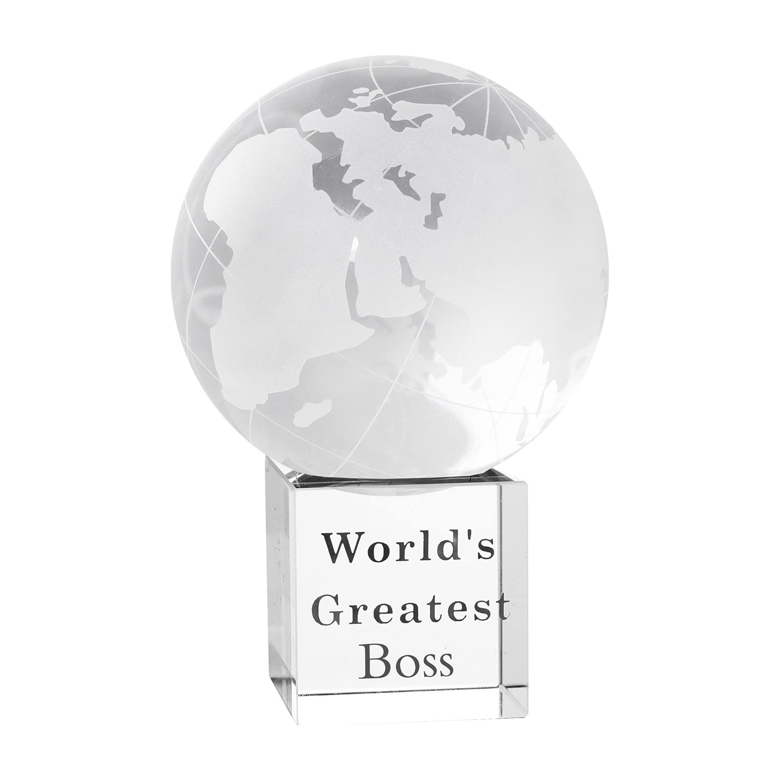 LONGWIN Worlds Greatest Boss 2.76 Crystal Globe Awards - Gifts for Boss Unique Bosses Day Birthday Christmas Thanks Giving Day 