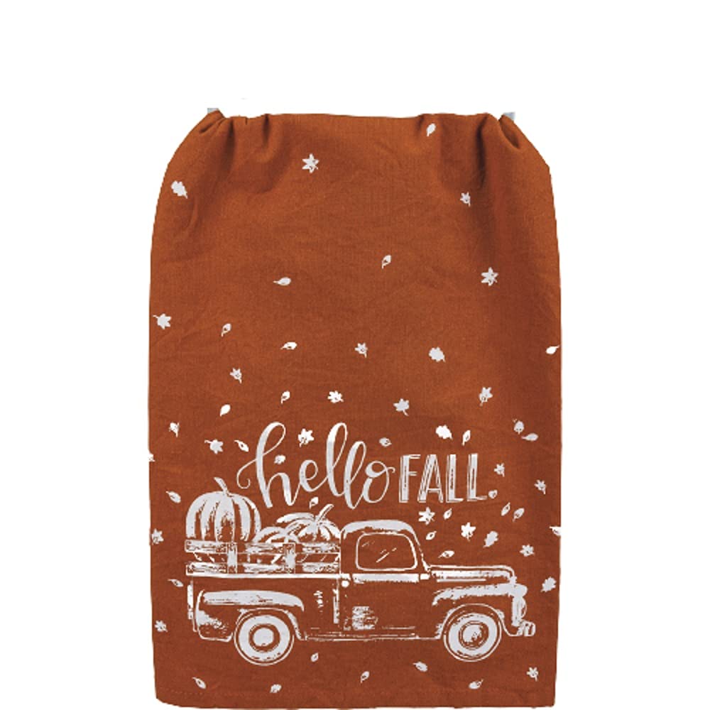 Pbk Primitives By Kathy 109981 Hello Fall Dish Towel, Halloween, Square, Cotton, 28 X 28
