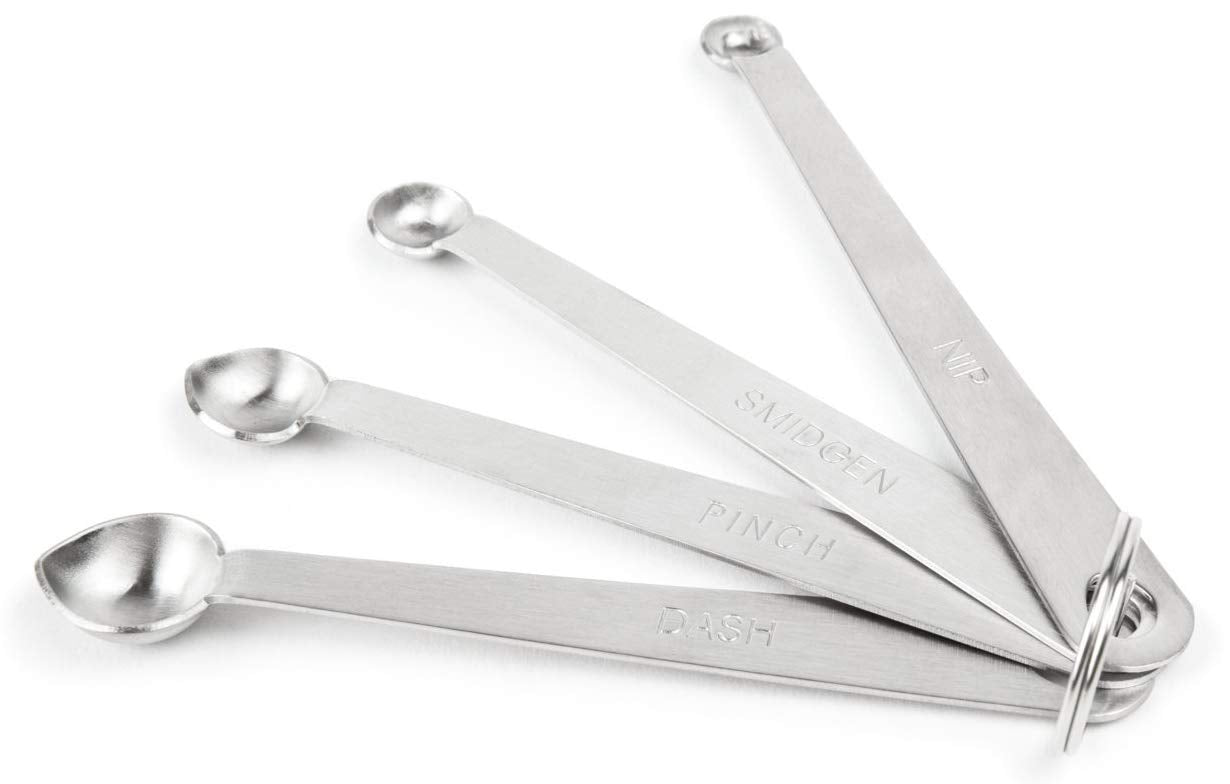 Fox Run Brands 4-Piece Pinch Spoons Measuring, 0.25 X 0.5 X 4.75 Inches, Metallic
