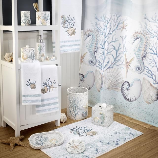 Avanti Linens Toothbrush Holder Resin Countertop Accessories, (Coastal Terrazo Collection)
