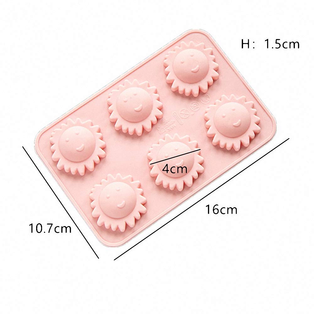 Moldfun 2 Pack Sun Face Ice Cube Tray Silicone Mold For Flower Chocolate Candy Gummy Cookie Fondant Jello Jelly Bakeware Baking
