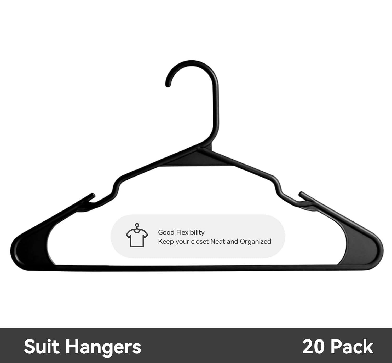 Softflame Plastic Hangers Clothes Hangers 20 Pack, Durable Hangers Space Saving For Everyday Standard Use And Dorm Room Essentia