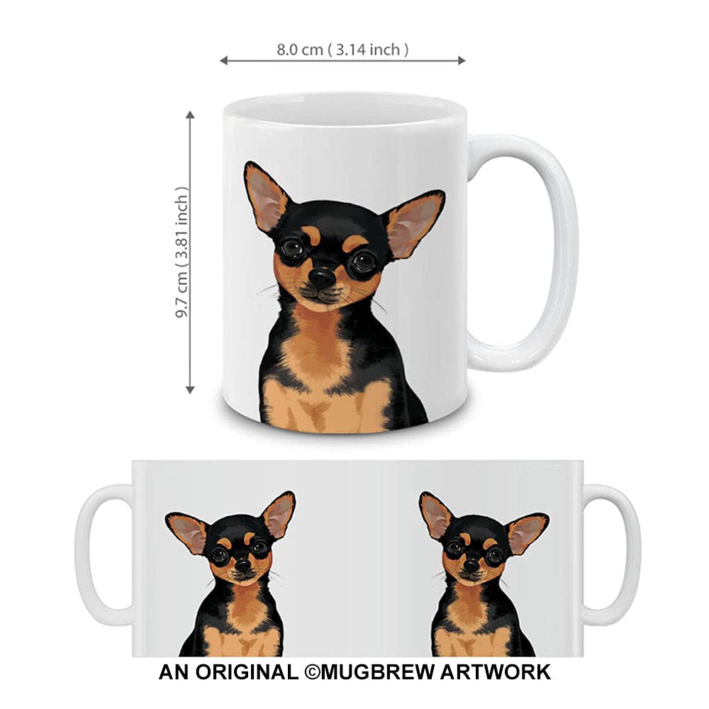 MUGBREW Cute Black Tan Chihuahua Full Portrait Ceramic Coffee Mug Tea Cup  11 OZ