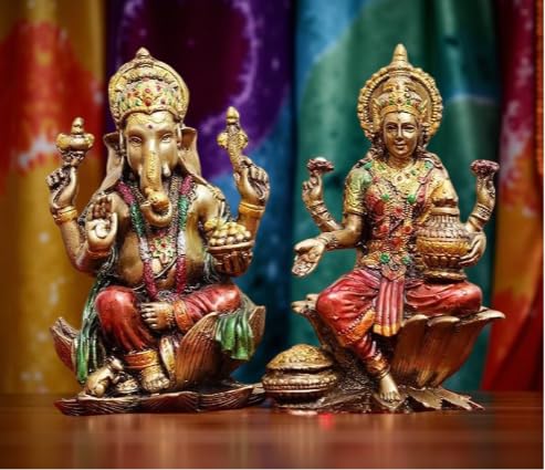 A&S Ventures Idol Laxmi Ganesh Ji Statue Polyresin Laxmi Ganesha Ji For Home Decor Temple Mandir Pooja Room Office Table Decorat