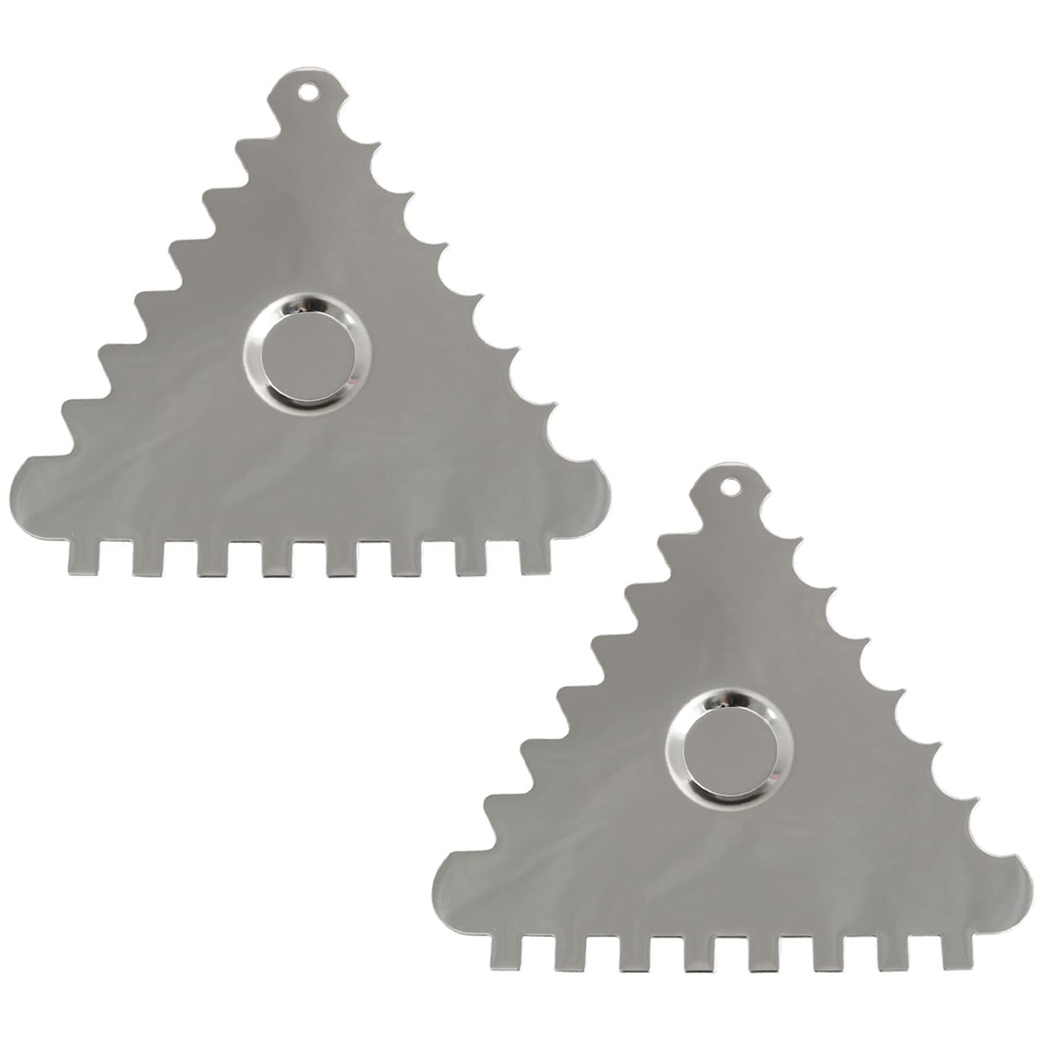 Yyangz 2Pcs Stainless Steel Triangle Shaped Cake Scraper, Cake Decorating Tools, Edge Side Jagged Wave Double Sided Patterned Co