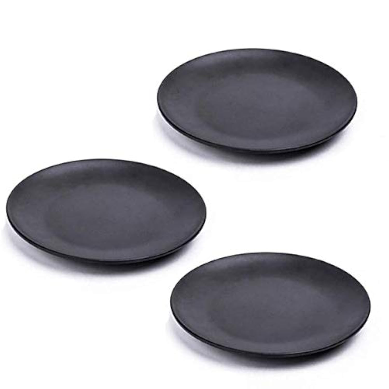 Mengbaobao Set Of 3 Black 7 Inch Melamine Ware Dinner Plates Dishes Dinnerware Unbreakable