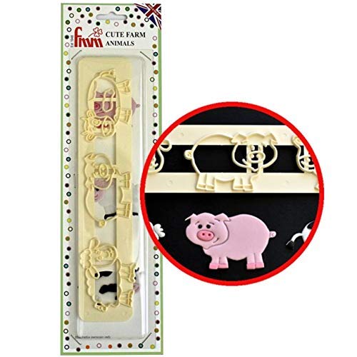 Fmm Icing Cutter Cute Farm Animals Cow Pig Cake Fondant Stencil Cut Out Tool