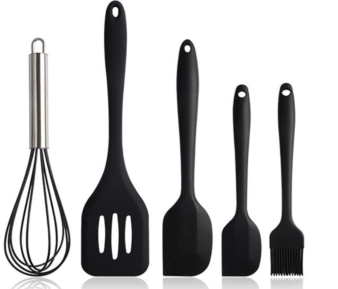 Sewhome 5 Pieces Silicone Kitchen Utensils Spoon Set Cooking & Baking Tool Sets NonToxic Silicone Spatula Set Non Stick Spatula