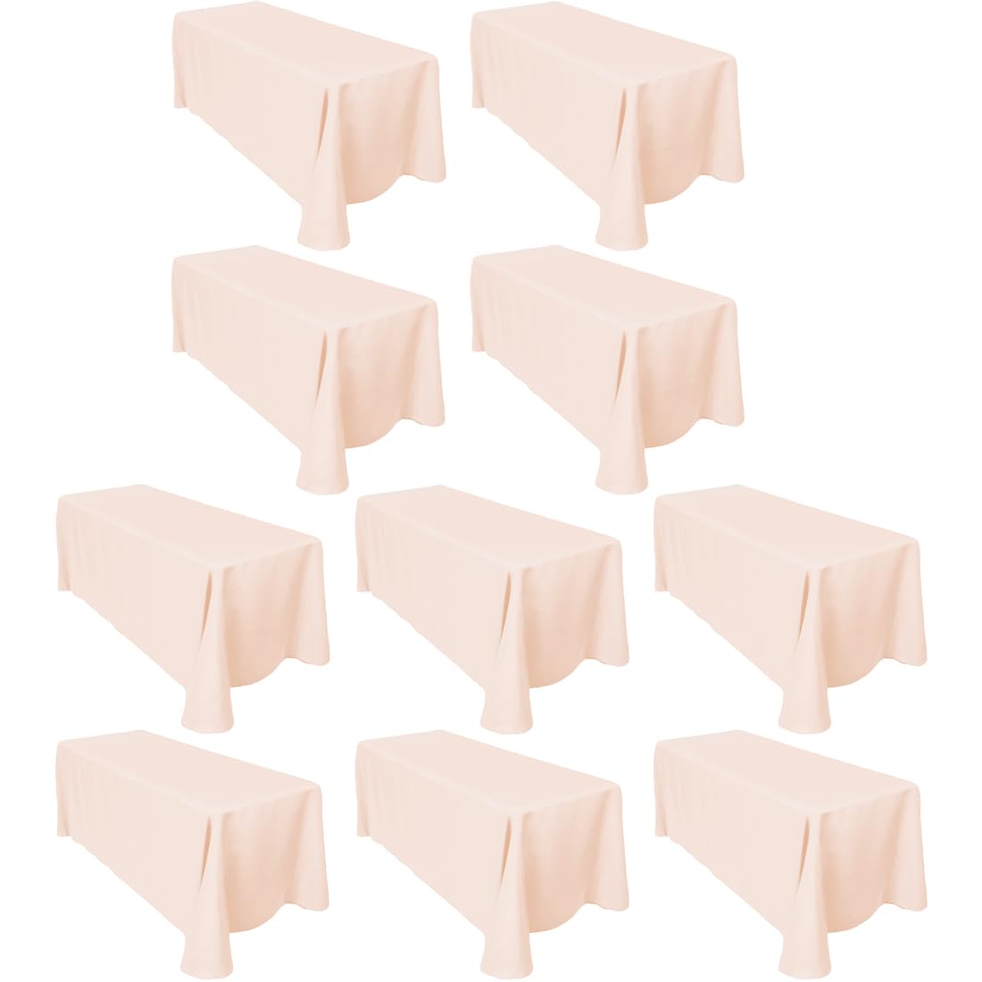 Ltc Linens 10-Pack Bulk Rectangular Tablecloths 90 In X 132 In With Rounded Corners - Peach Table Cloths For 6 Ft Rectangle Tabl