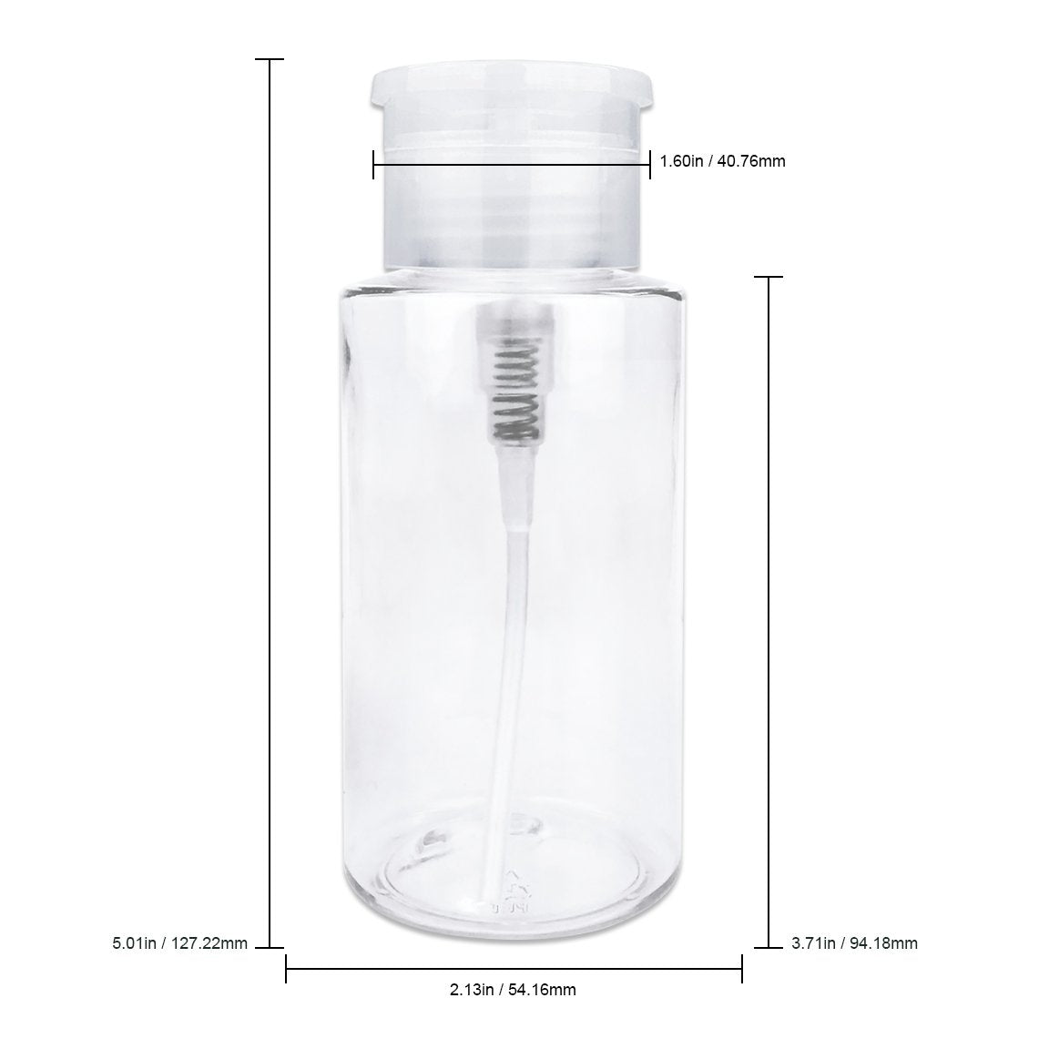 7Oz Clear Push Down Pump Dispenser Empty Refillerble Bottle With Flip Top Cap - For Nail Polish, Travel, Cosmetics Packaging