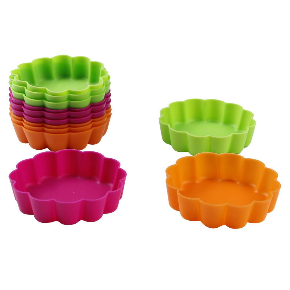 Webake Silicone Mini Tart Pan Non-Stick Mini Quiche Molds Holiday Small Pie Baking Pan 3-1/4 Inch Tart Mold, Wax Melt Liners Ind