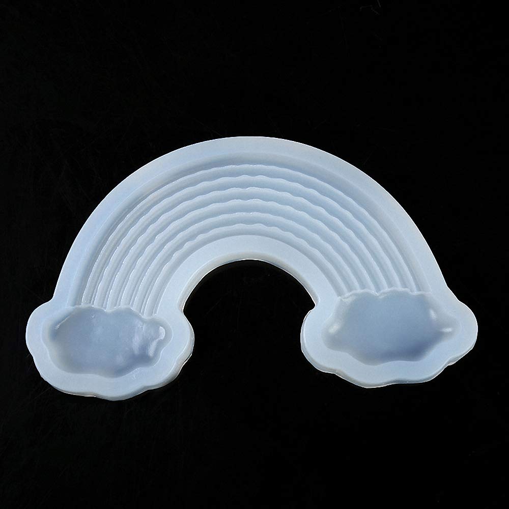 Large Size Rainbow Cake Fondant Mold, Rainbow With 2 Clouds Silicone Mold For Chocolate Gum Paste Sugar Craft Cake Topper Decora