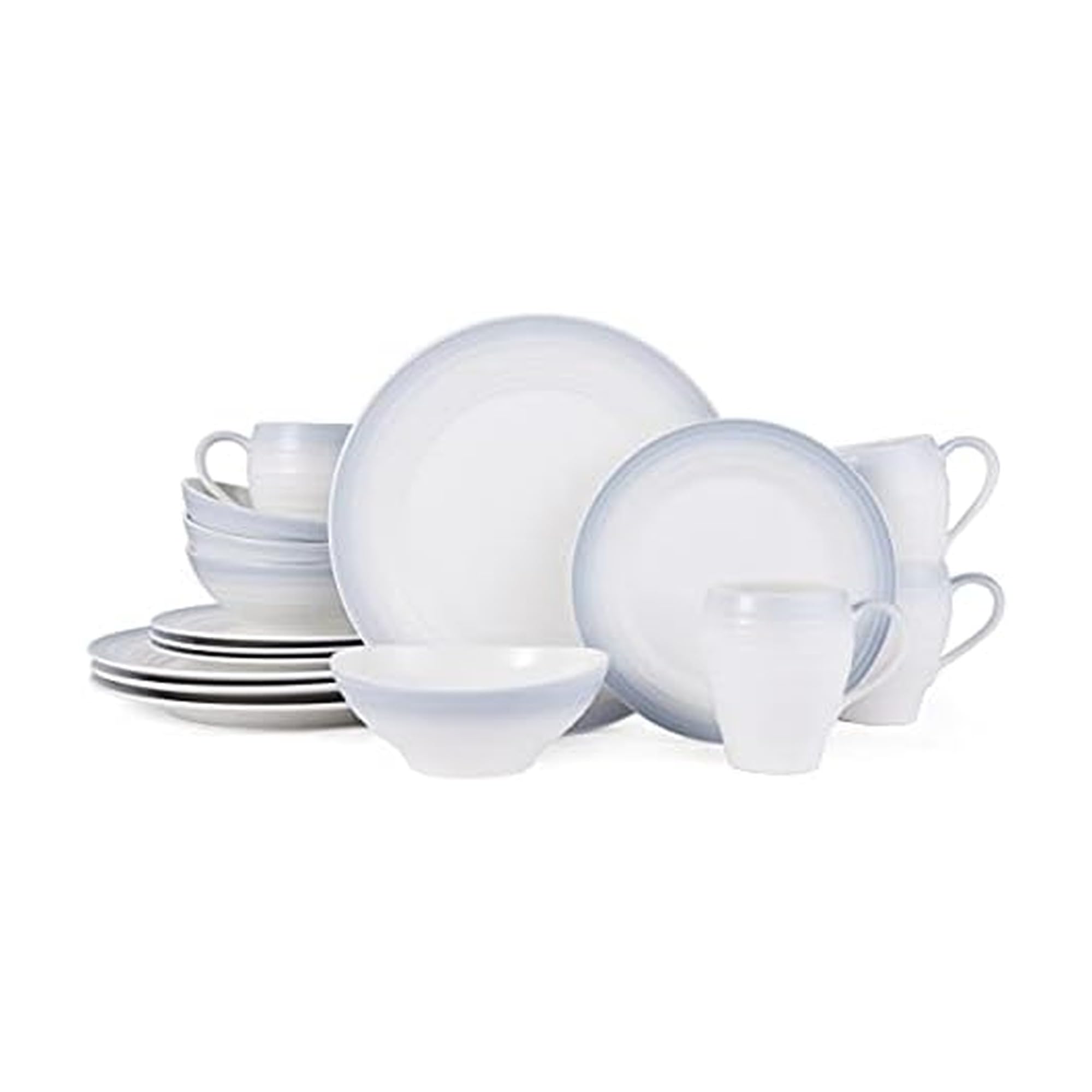 Mikasa Swirl Ombre Grey 16 Piece Dinnerware Set, Service for 4