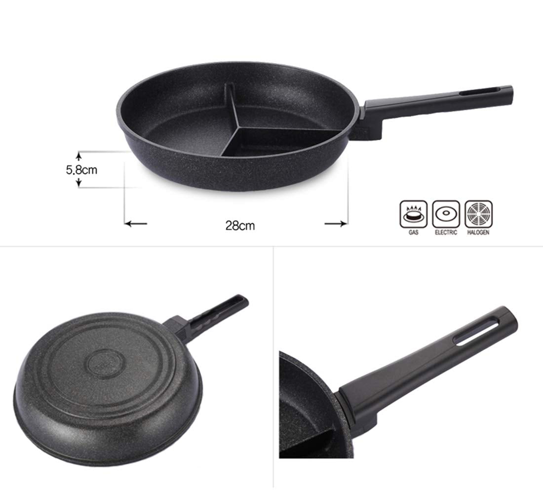 Kitchen Flower Multi 3 Divider Non Stick Coating Frying Pan 28Cm